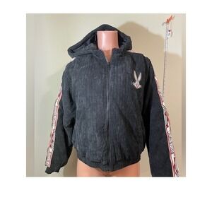 Members Only Corduroy Jacket Looney Tunes Women's Large Black‎ What's up Doc
